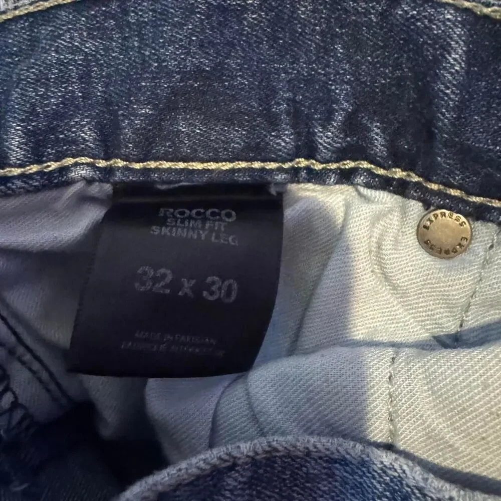 Express Men's Blue Distressed Jeans